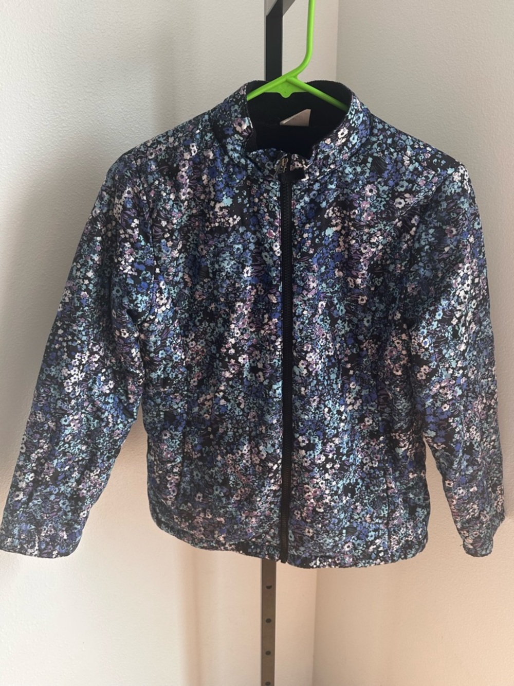 Floral Quilted Zip-Up Jacket in Navy & Blue 14/16 - Picture 1 of 5